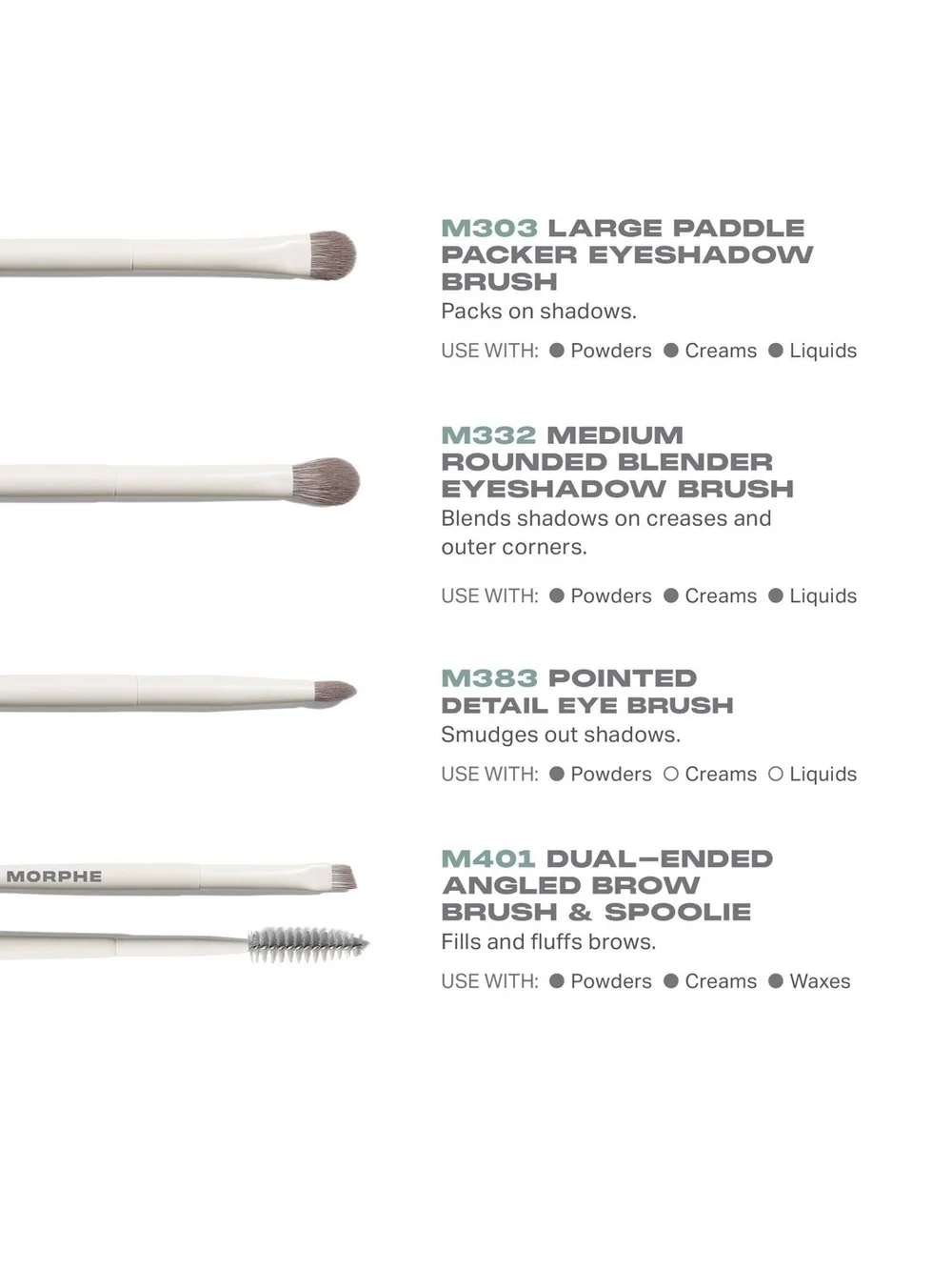 Morphe 11-Piece White Handle Makeup Brush Set with Soft Gray Bristles